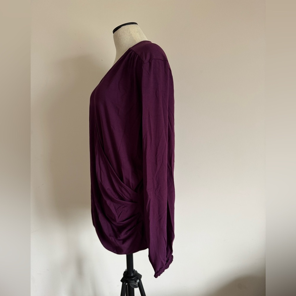 BETABRAND Eggplant Purple Crossover Top Long Sleeve Blouse NEW WITH TAGS 2X - Picture 2 of 6